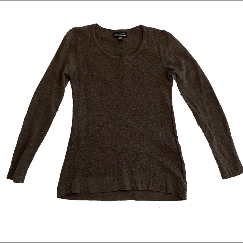 Willi Smith Merino Wool Button Down Back Sweater